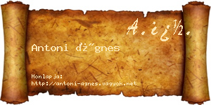 Antoni Ágnes névjegykártya