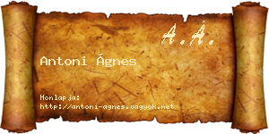 Antoni Ágnes névjegykártya